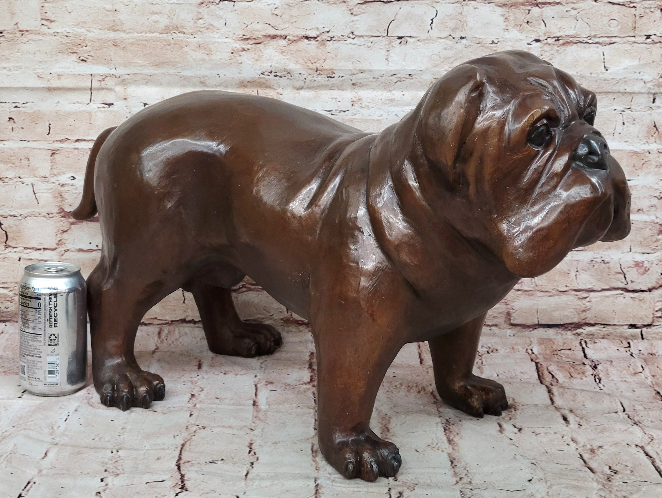 Life Size English Bulldog Puppy Bronze Sculpture 14" x 24"