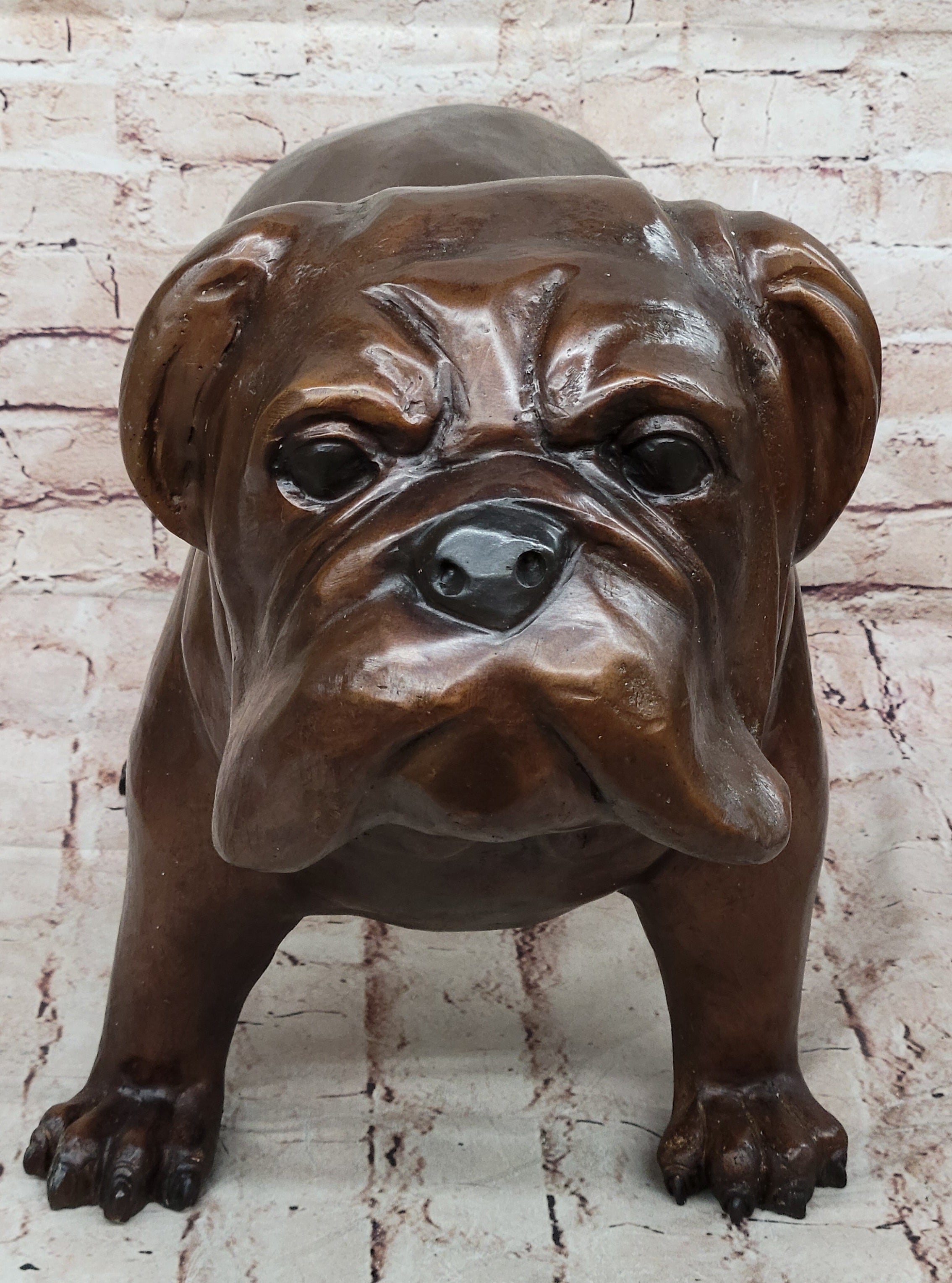 Life Size English Bulldog Puppy Bronze Sculpture 14" x 24"