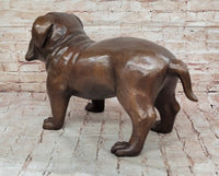 Life Size English Bulldog Puppy Bronze Sculpture 14" x 24"