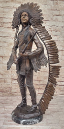 Native American Indian Warrior w/ Rifle Bronze Sculpture