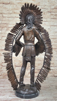 Native American Indian Warrior w/ Rifle Bronze Sculpture