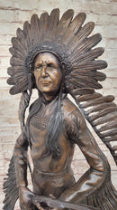 Native American Indian Warrior w/ Rifle Bronze Sculpture
