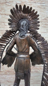 Native American Indian Warrior w/ Rifle Bronze Sculpture