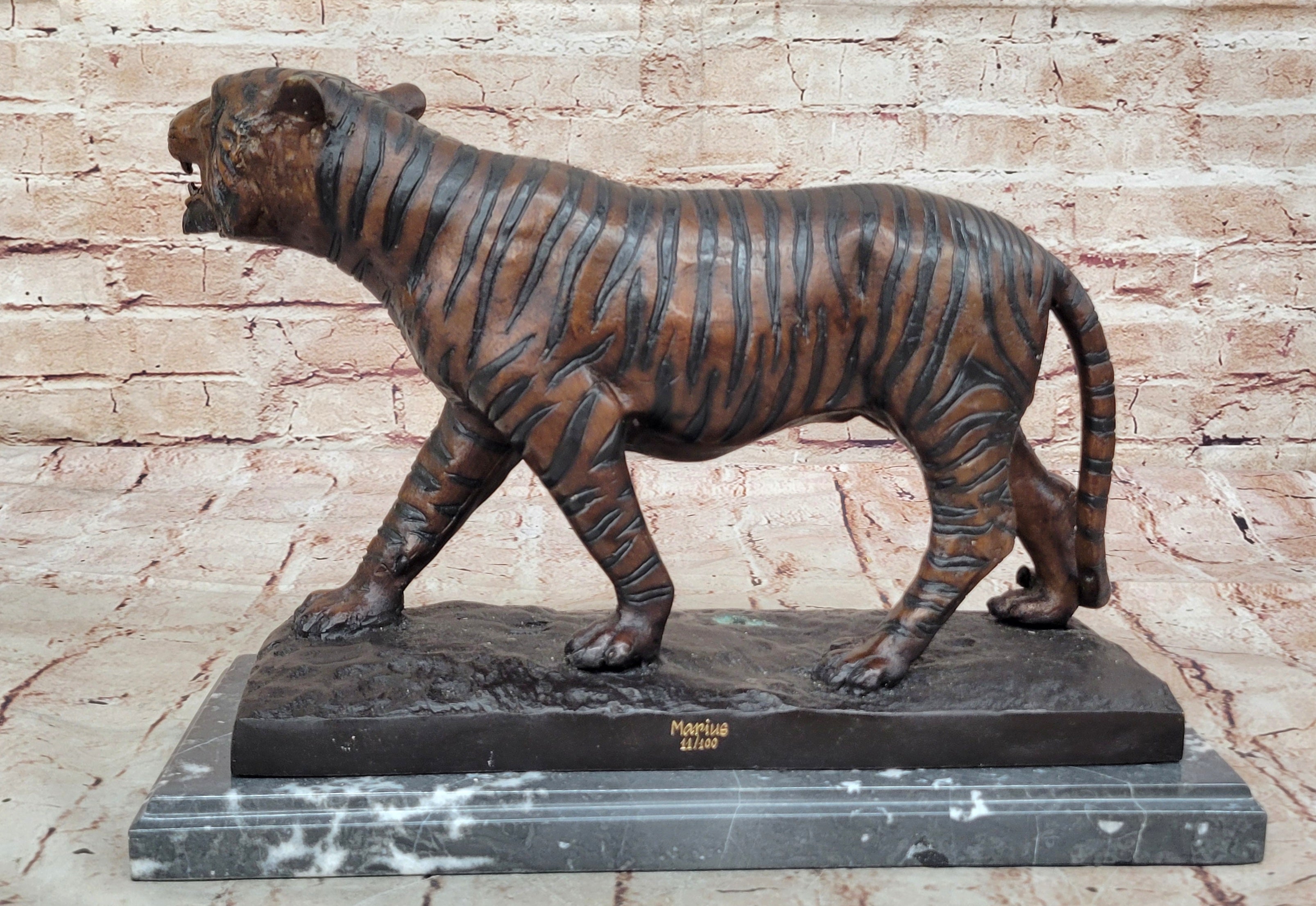 Bronze Tiger Sculpture – Fierce Wildlife Numbered Art