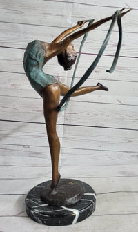 Gymnast Bronze Sculpture on Marble Base 21.5" x 14"