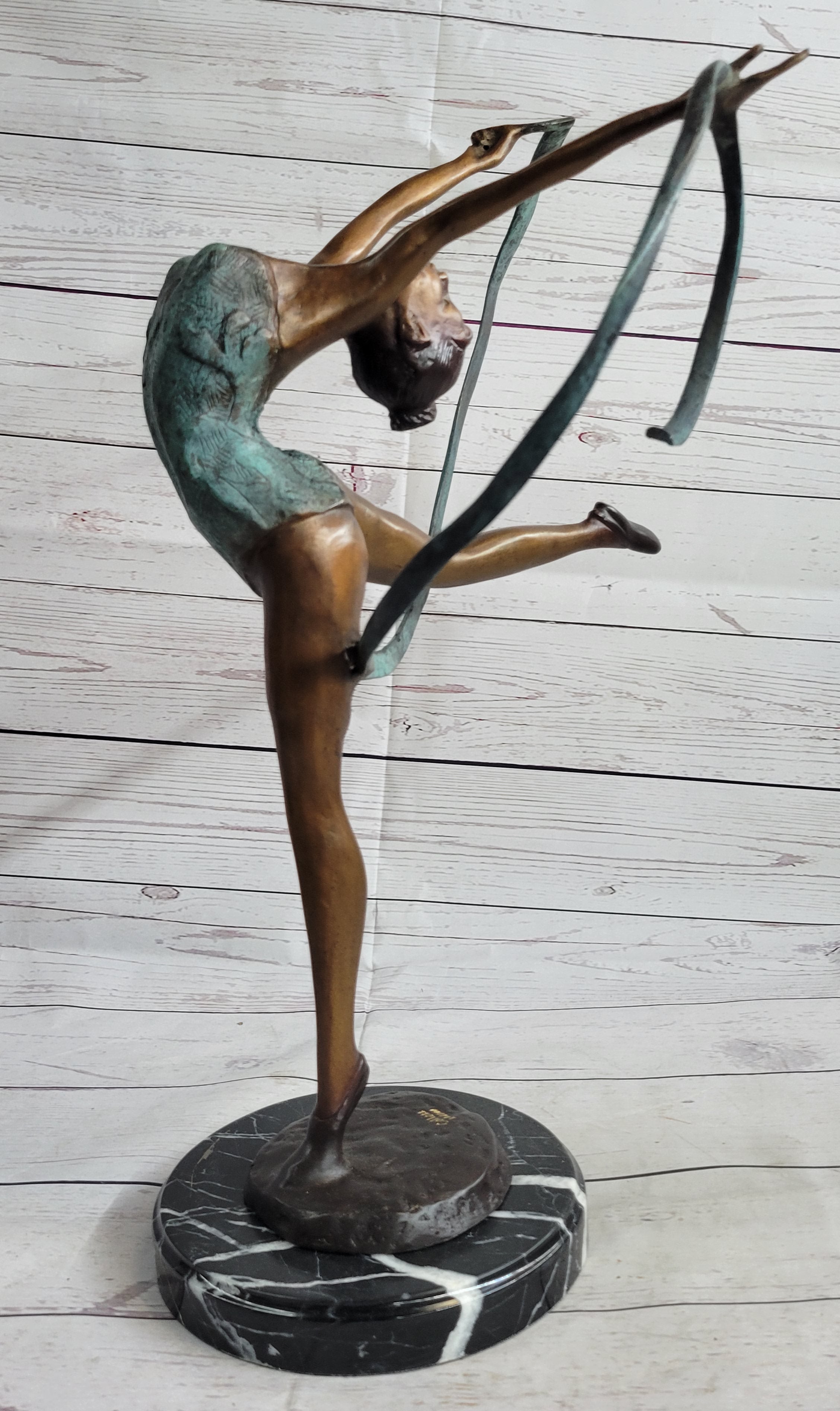 Gymnast Bronze Sculpture on Marble Base 21.5" x 14"