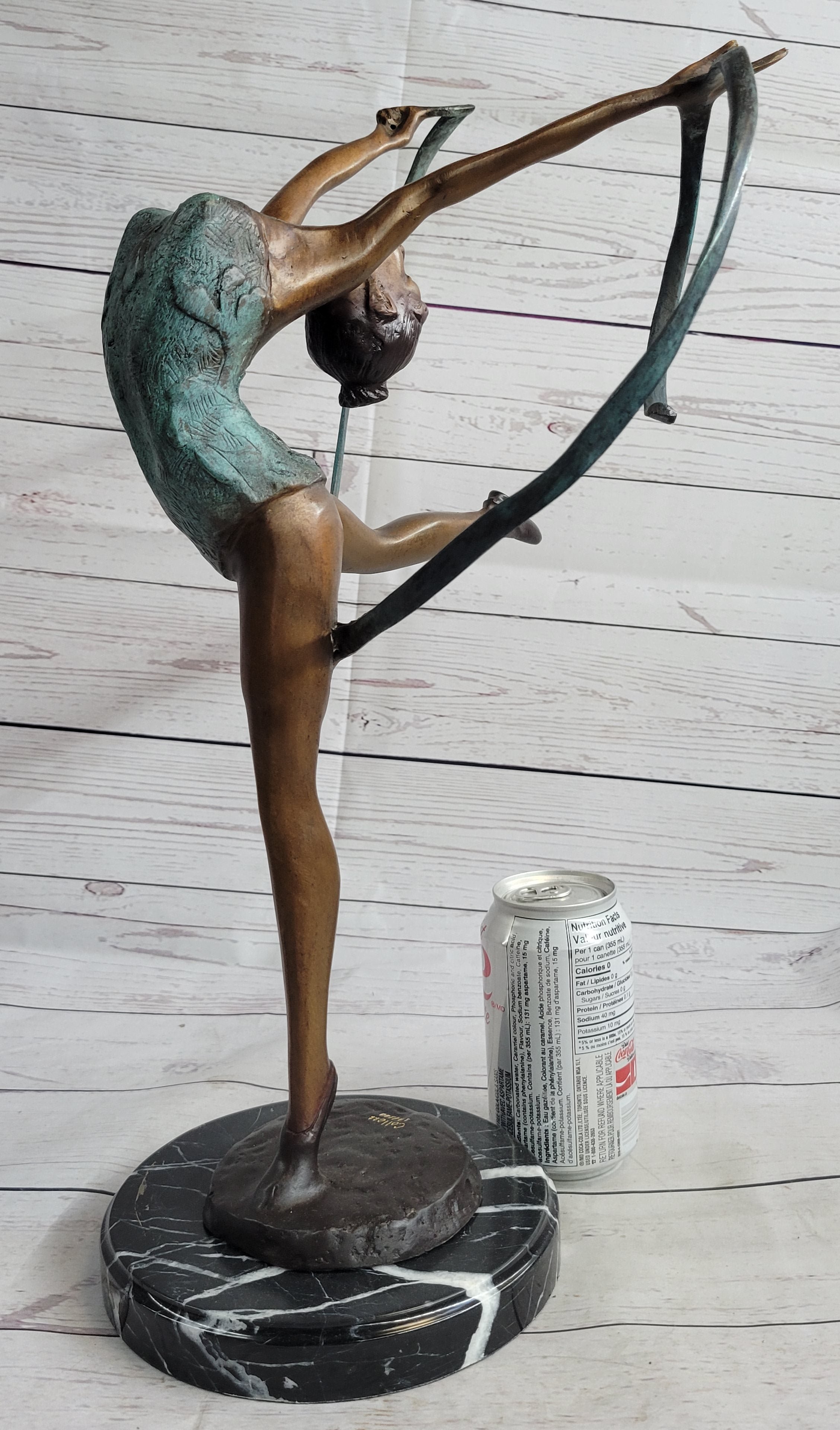 Gymnast Bronze Sculpture on Marble Base 21.5" x 14"