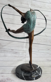 Gymnast Bronze Sculpture on Marble Base 21.5" x 14"