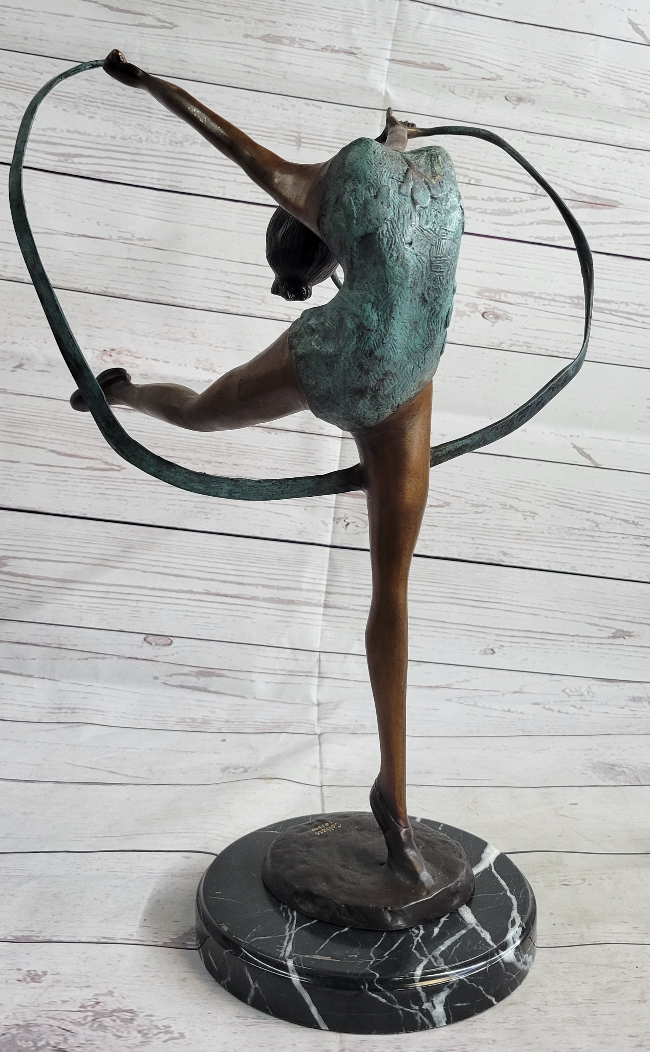 Gymnast Bronze Sculpture on Marble Base 21.5" x 14"