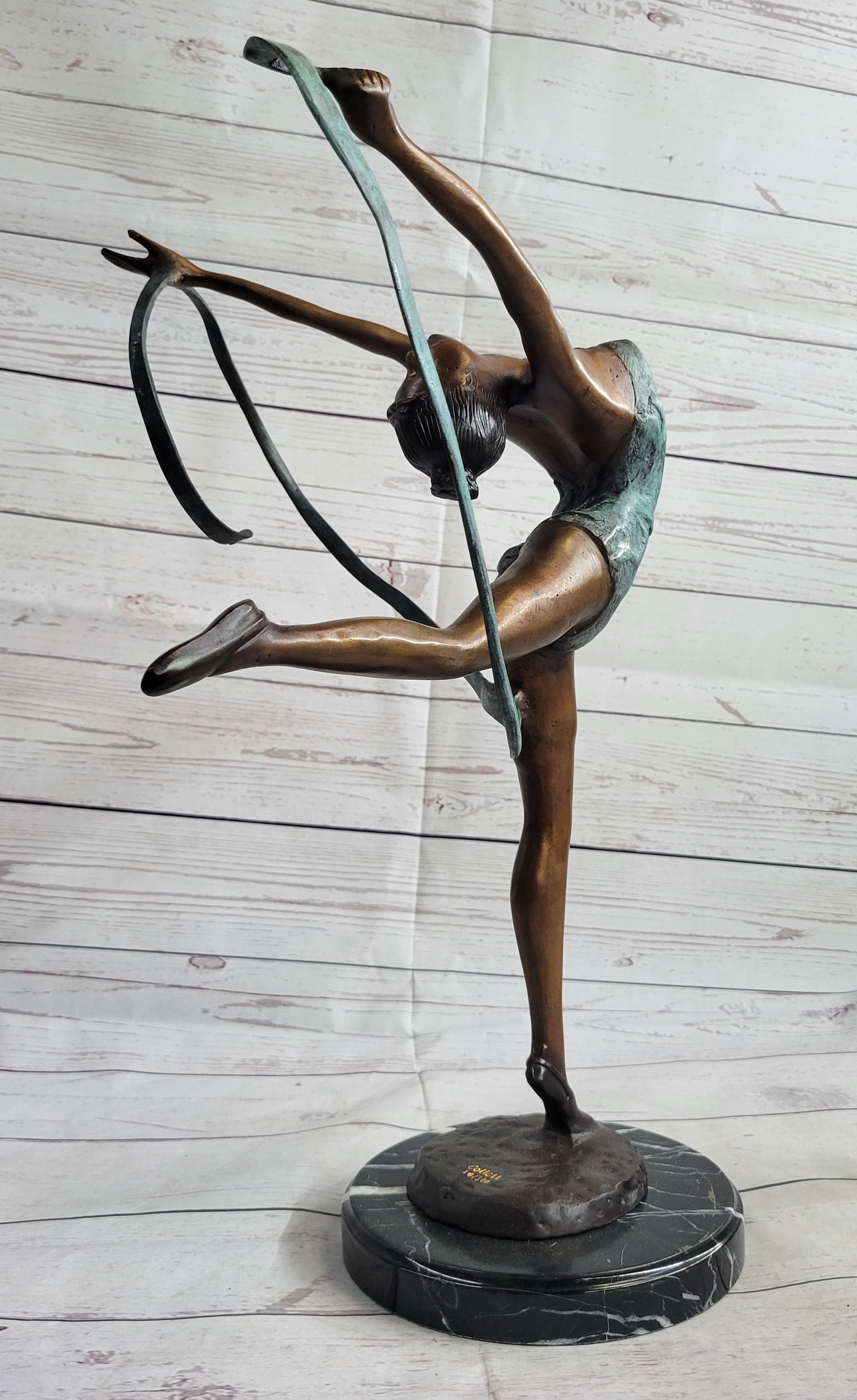 Gymnast Bronze Sculpture on Marble Base 21.5" x 14"