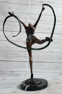 Gymnast Bronze Sculpture on Marble Base 21.5" x 14"
