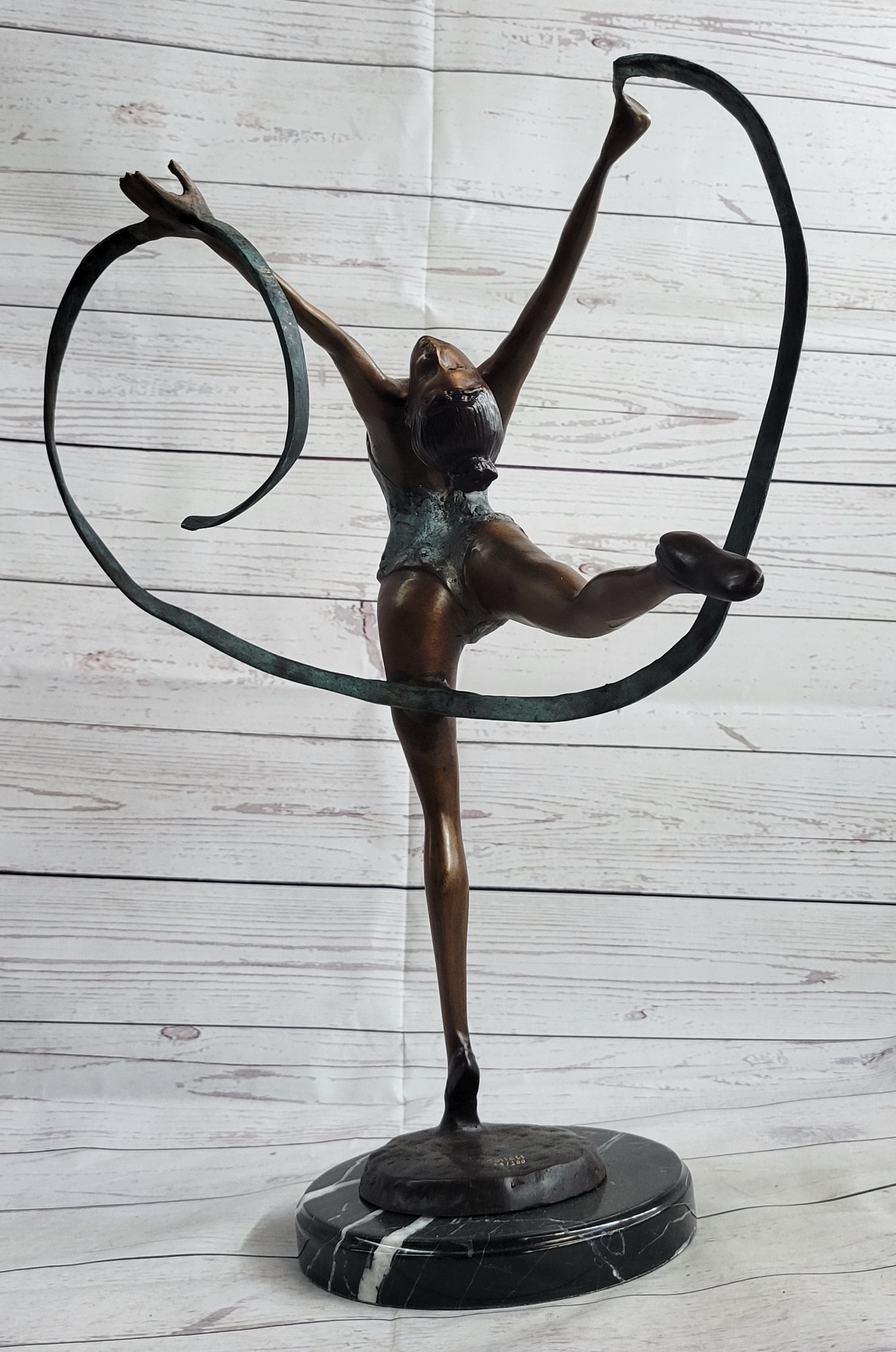 Gymnast Bronze Sculpture on Marble Base 21.5" x 14"