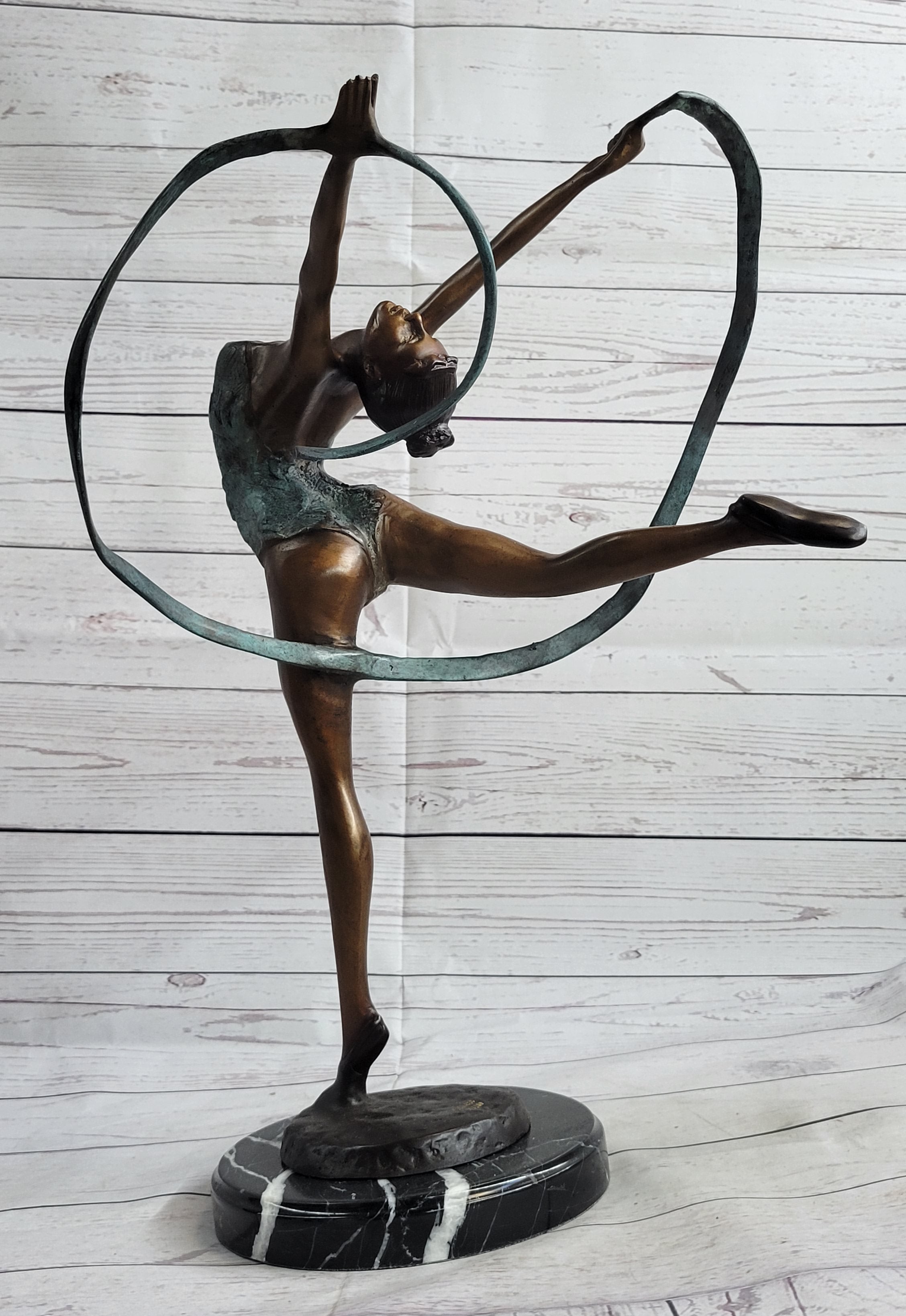 Gymnast Bronze Sculpture on Marble Base 21.5" x 14"