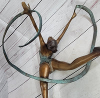 Gymnast Bronze Sculpture on Marble Base 21.5" x 14"