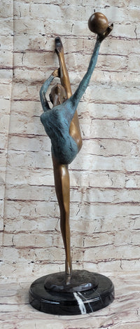 Signed Collett Gymnast Balancing Ball Bronze 24" x 12"