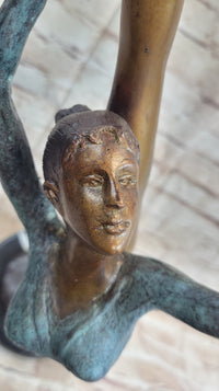 Signed Collett Gymnast Balancing Ball Bronze 24" x 12"