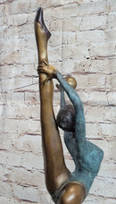 Signed Collett Gymnast Balancing Ball Bronze 24" x 12"