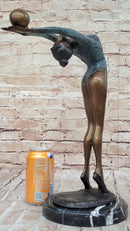 Athlete Gymnast Balancing Ball Bronze Sculpture 15" x 11"