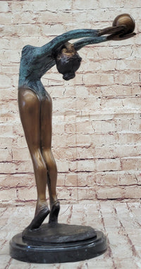 Athlete Gymnast Balancing Ball Bronze Sculpture 15" x 11"