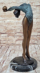 Athlete Gymnast Balancing Ball Bronze Sculpture 15" x 11"
