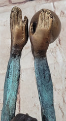 Athlete Gymnast Balancing Ball Bronze Sculpture 15" x 11"