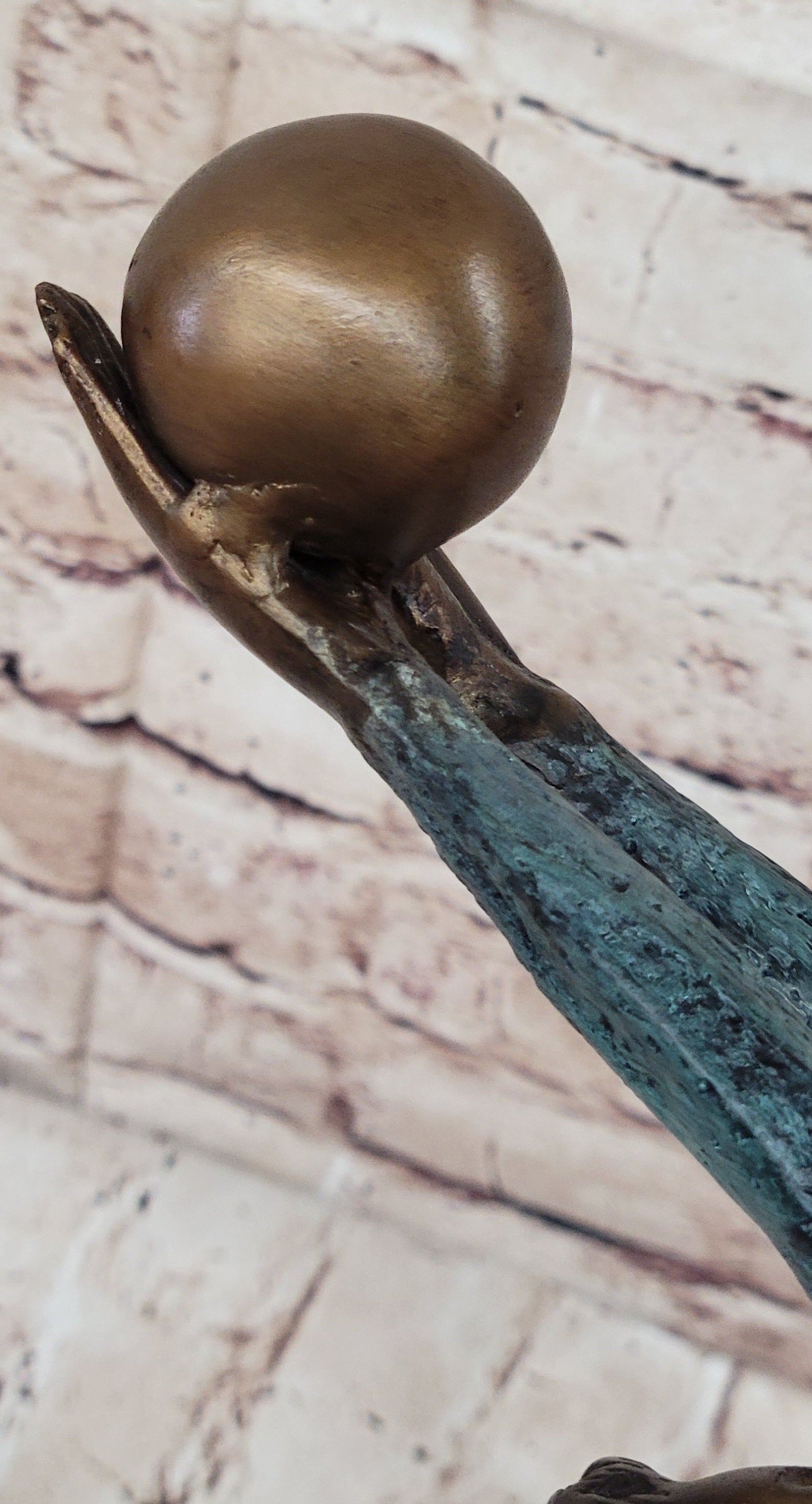 Athlete Gymnast Balancing Ball Bronze Sculpture 15" x 11"