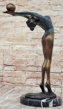 Athlete Gymnast Balancing Ball Bronze Sculpture 15" x 11"