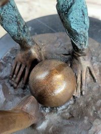 Acrobat Gymnast Contortionist Girl Bronze Sculpture Signed on Marble