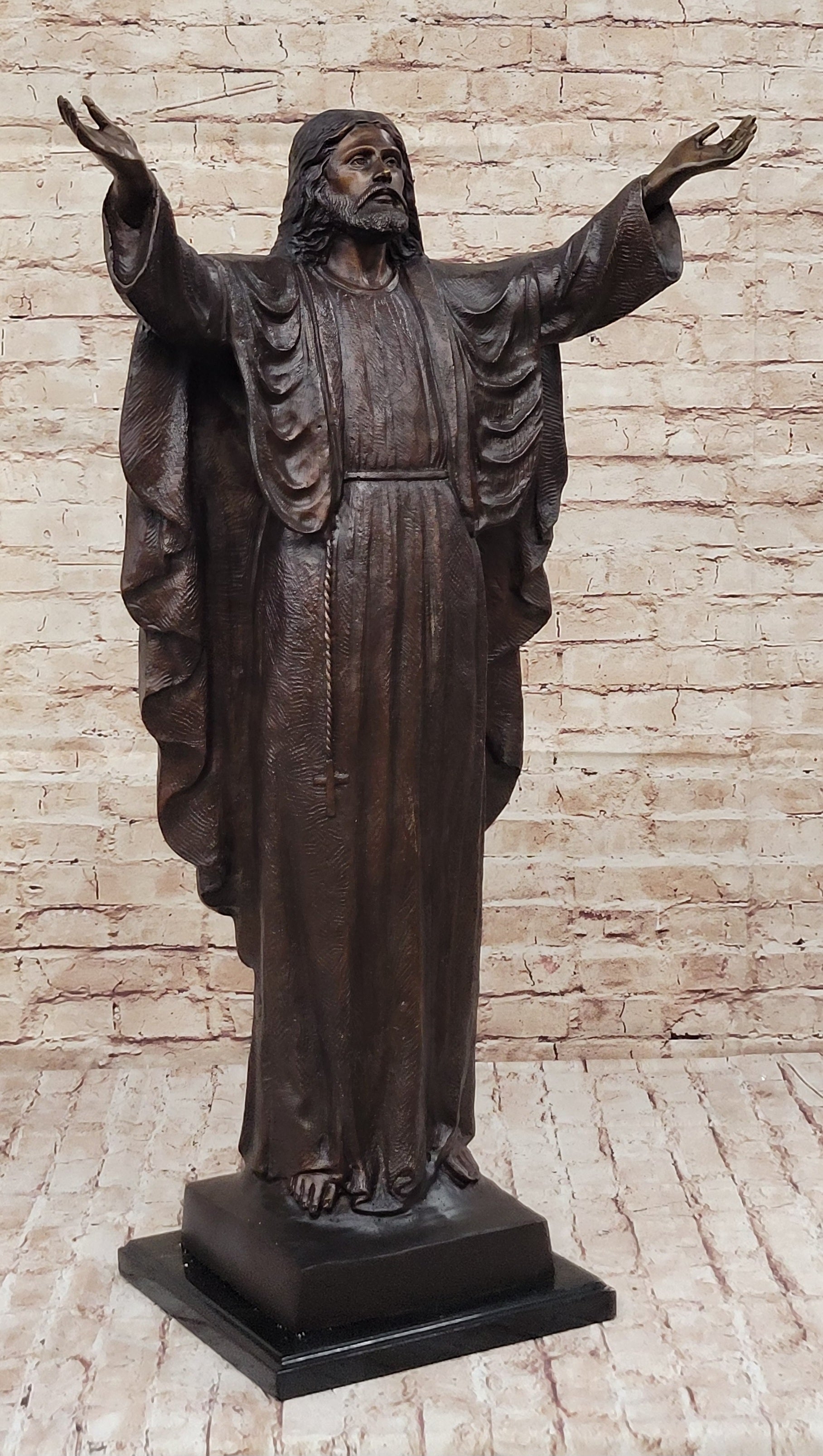 Jesus Christ Arms Outstretched Bronze Sculpture 33" x 20"