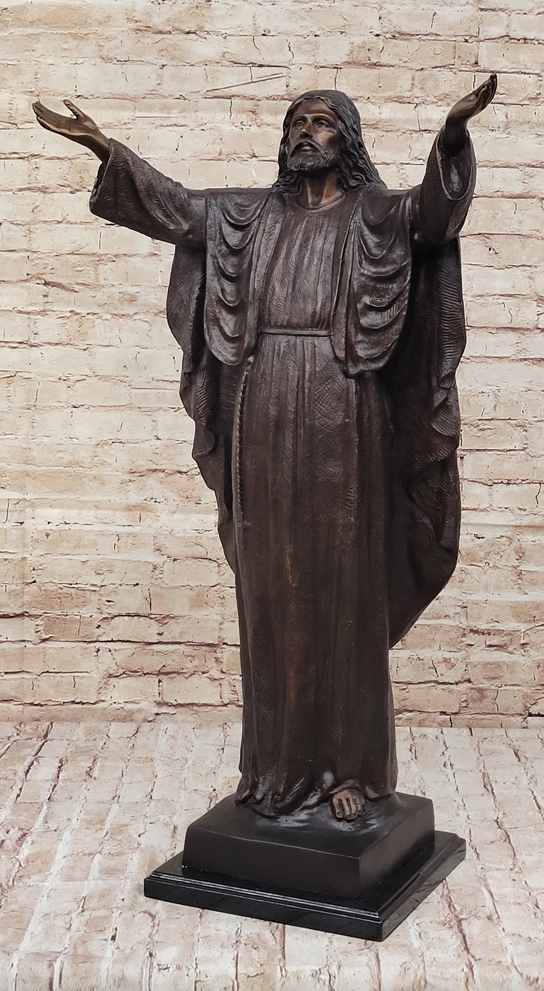 Jesus Christ Arms Outstretched Bronze Sculpture 33" x 20"