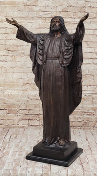 Jesus Christ Arms Outstretched Bronze Sculpture 33" x 20"