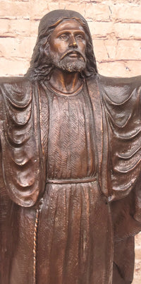 Jesus Christ Arms Outstretched Bronze Sculpture 33" x 20"