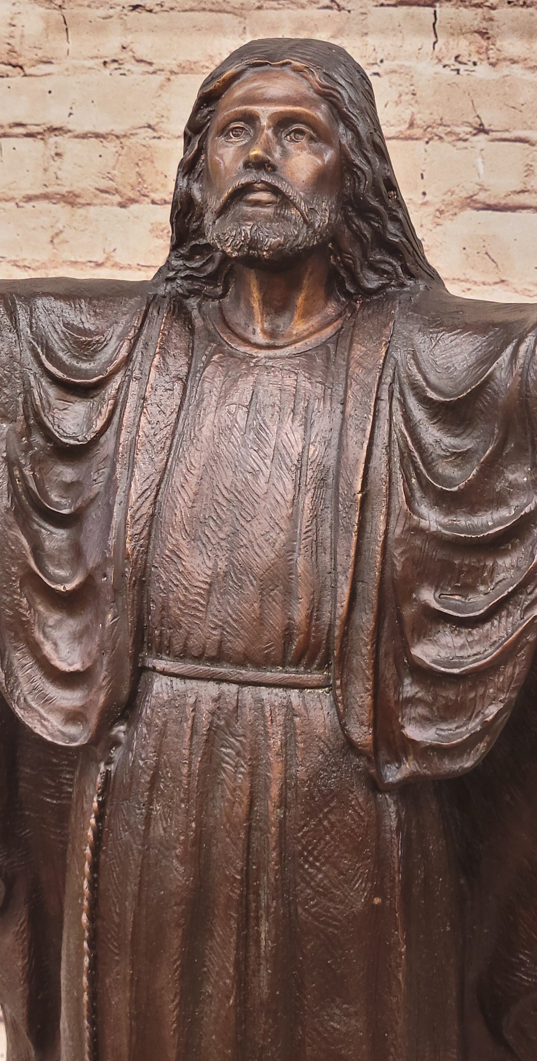 Jesus Christ Arms Outstretched Bronze Sculpture 33" x 20"