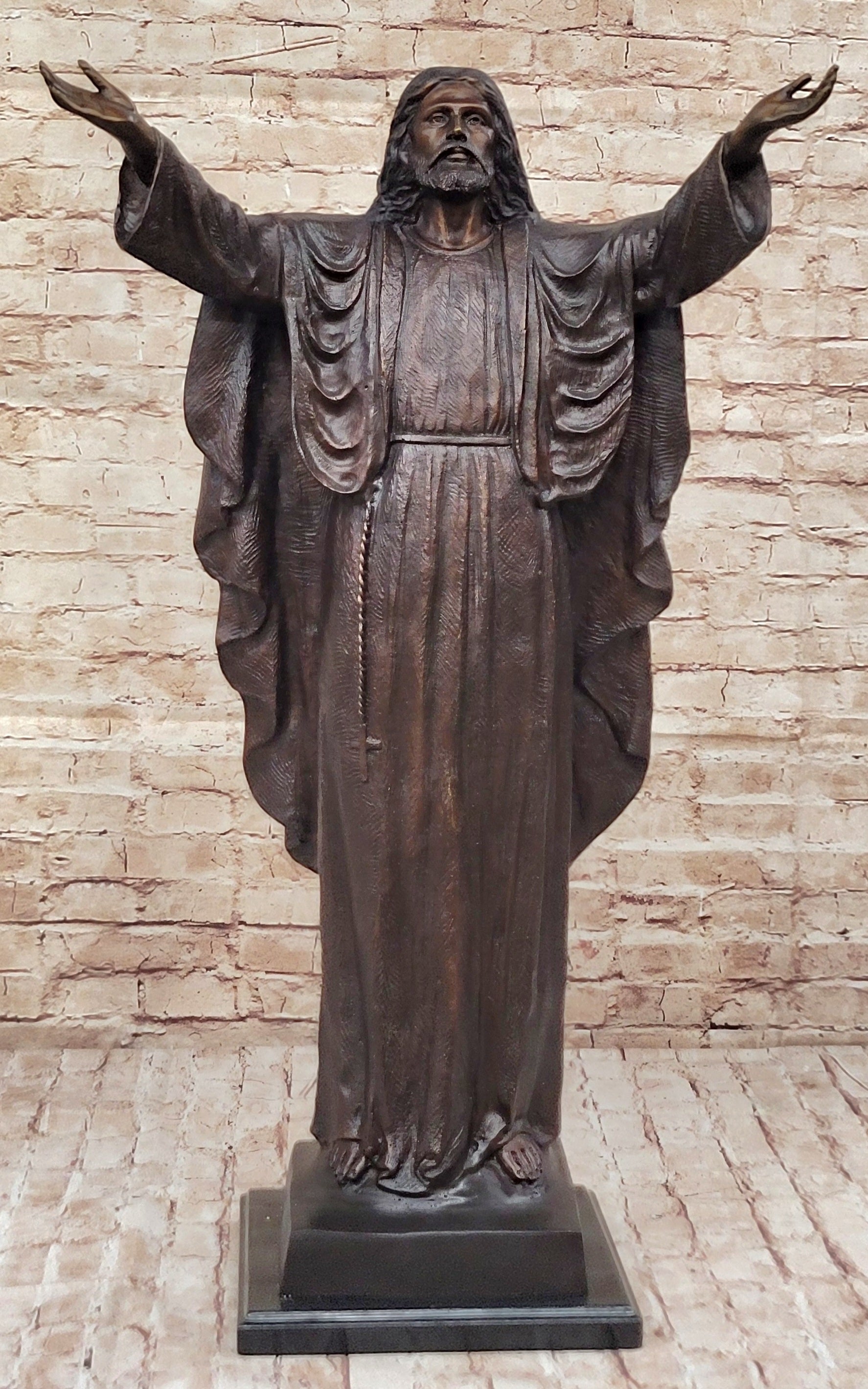 Jesus Christ Arms Outstretched Bronze Sculpture 33" x 20"