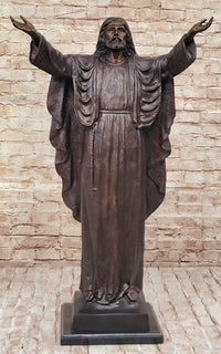 Jesus Christ Arms Outstretched Bronze Sculpture 33" x 20"