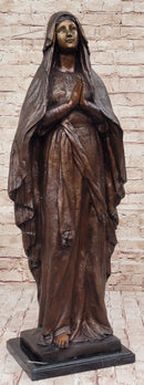 Madonna Virgin Mary Bronze Christian Catholic Sculpture 32" x 12"
