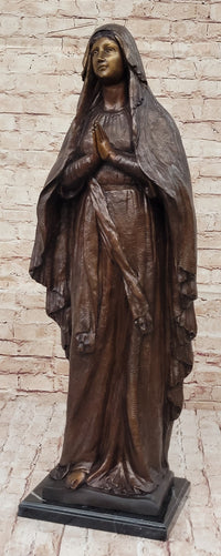 Madonna Virgin Mary Bronze Christian Catholic Sculpture 32" x 12"