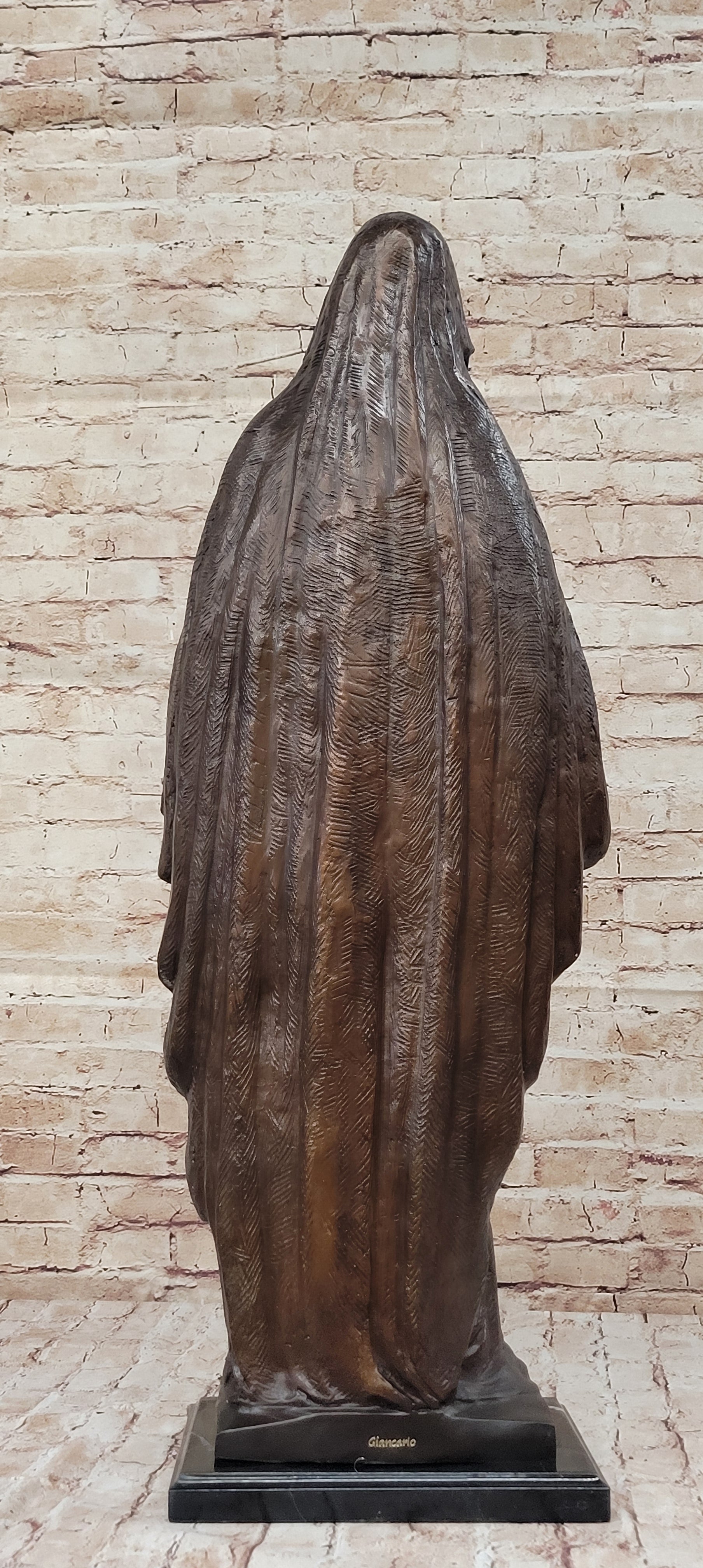 Madonna Virgin Mary Bronze Christian Catholic Sculpture 32" x 12"