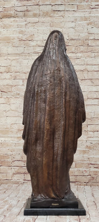 Madonna Virgin Mary Bronze Christian Catholic Sculpture 32" x 12"