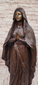 Madonna Virgin Mary Bronze Christian Catholic Sculpture 32" x 12"