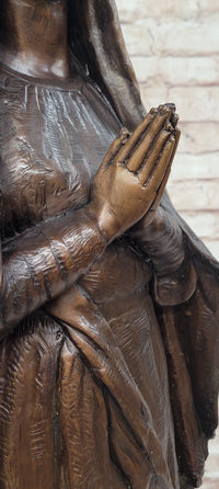 Madonna Virgin Mary Bronze Christian Catholic Sculpture 32" x 12"