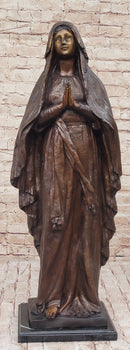 Madonna Virgin Mary Bronze Christian Catholic Sculpture 32" x 12"