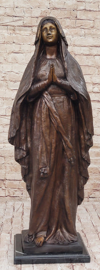 Madonna Virgin Mary Bronze Christian Catholic Sculpture 32" x 12"