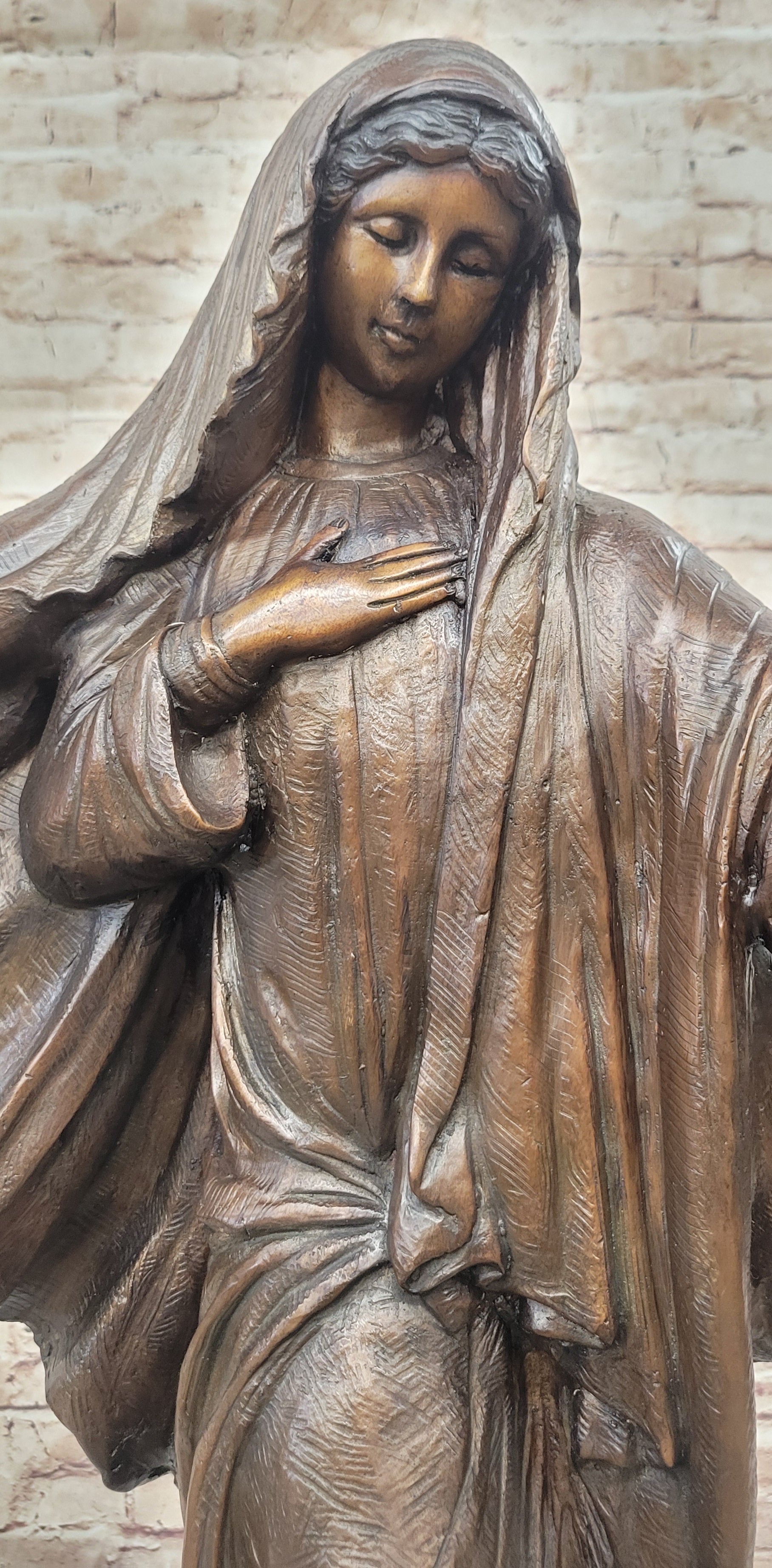 Virgin Saint Mary w/ Outstretched Hand Bronze 33" x 18"