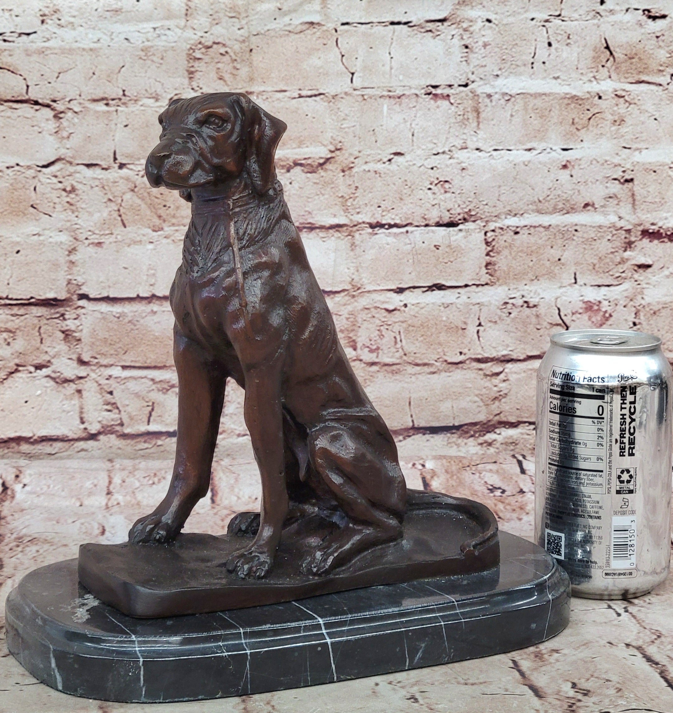 Bronze Dog Sculpture – Noble Canine Guardian on Marble Base