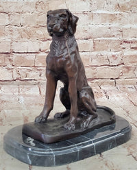 Bronze Dog Sculpture – Noble Canine Guardian on Marble Base