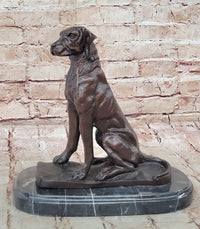 Bronze Dog Sculpture – Noble Canine Guardian on Marble Base