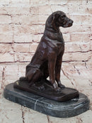 Bronze Dog Sculpture – Noble Canine Guardian on Marble Base