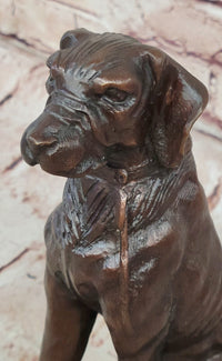 Bronze Dog Sculpture – Noble Canine Guardian on Marble Base