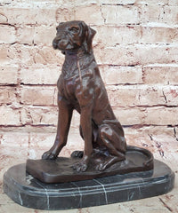 Bronze Dog Sculpture – Noble Canine Guardian on Marble Base